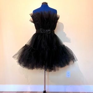 NWOT Black Puffy Tulle Strapless Party Dress